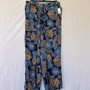 Lili Sport Wrap Over Pants Size 3X Blue Floral Stretchy Harem Style New